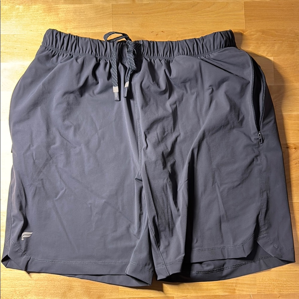 Fabletics Men's Grey/Blue Athletic Shorts. M 9in